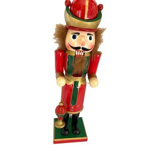 Christmas Vintage  Wooden Nutcracker 14" Good Condition